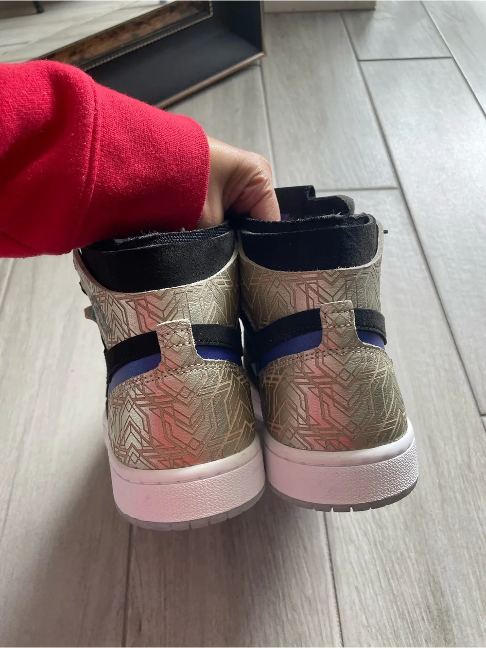 Air Jordan 1 Zoom CMFT Gold Laser Black Royal Blue Sneakers – Men’s Size 5.5
